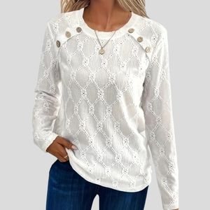 White, semi-sheer, long-sleeve t-shirt, NWT